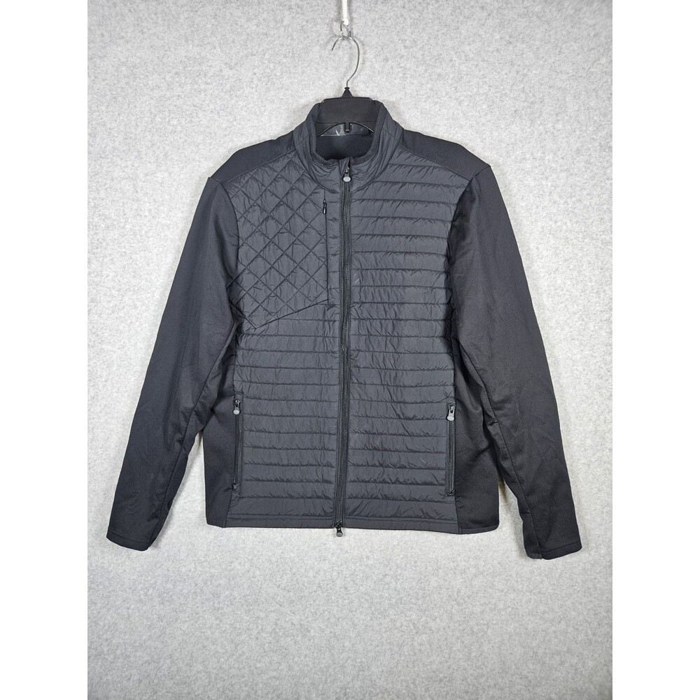 Greyson Clothiers Mens L Black Quilted Hybrid Full Zip Golf Jacket Wolf Logo